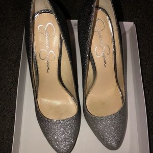Jessica Simpson silver to black glitter heels!
